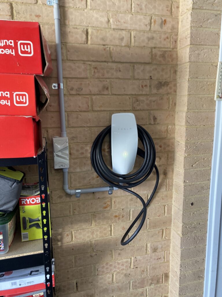 Tesla wall connector installed by Saunders Electrical Group, Hills District