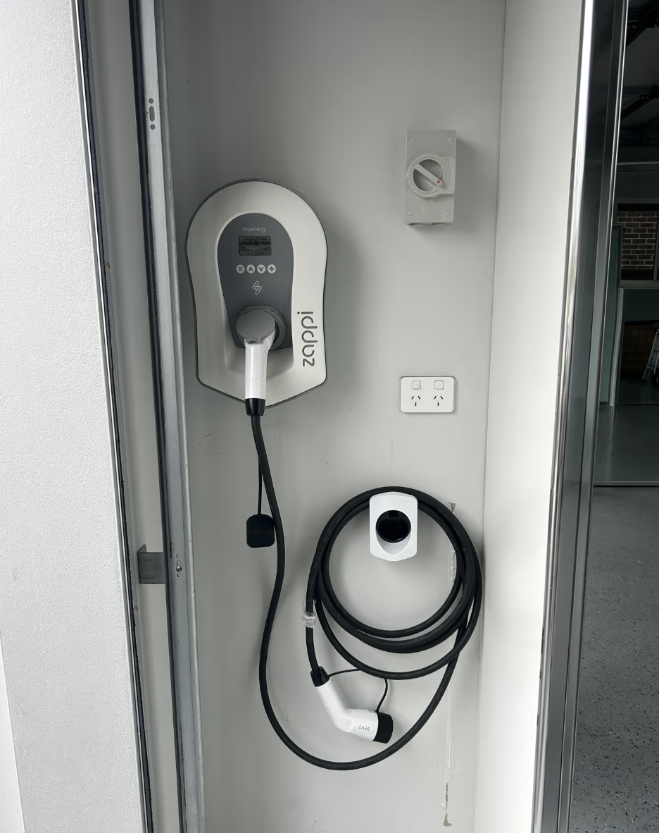 3-phase myenergi zappi EV charger installed by Saunders Electrical Group in Box Hill, configured to 16A per phase on 6mm cable